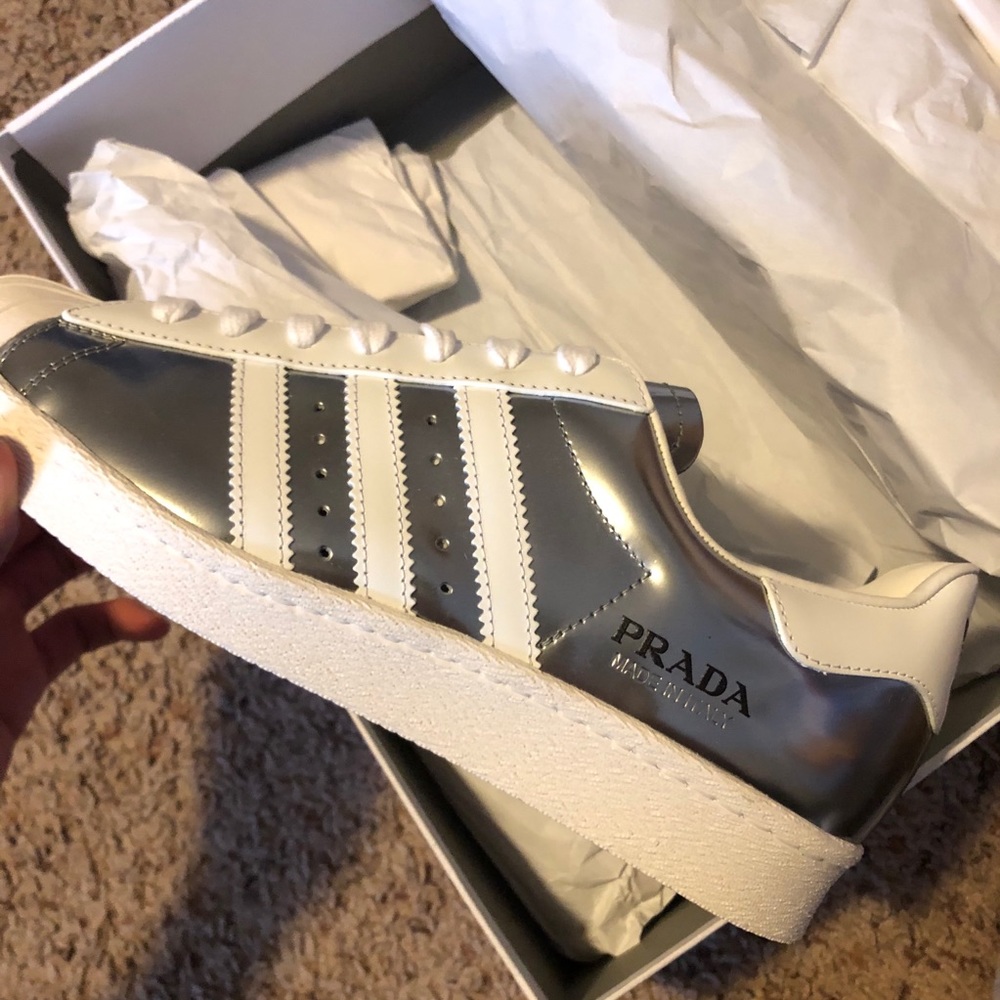 Adidas x Prada Superstar sneakers metallic silver